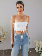 Jacquard Lace Trim Tie Front Top